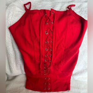 Forever 21 Red Lace Up Mini Dress